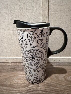 New Cypress Homes Floral Ceramic Travel Mug
